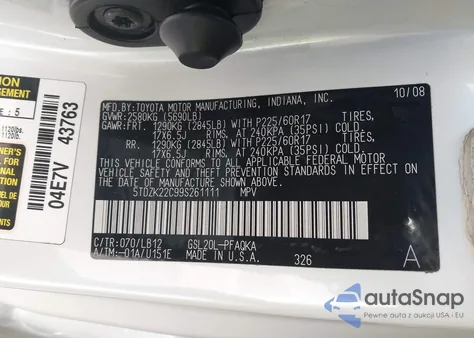 2009 Toyota Sienna Limited from USA, damaged, VIN 5TDZK22C99S261111